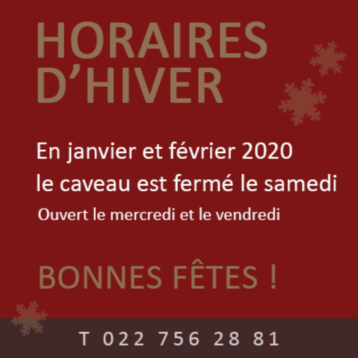 Horaires d’hiver 2020