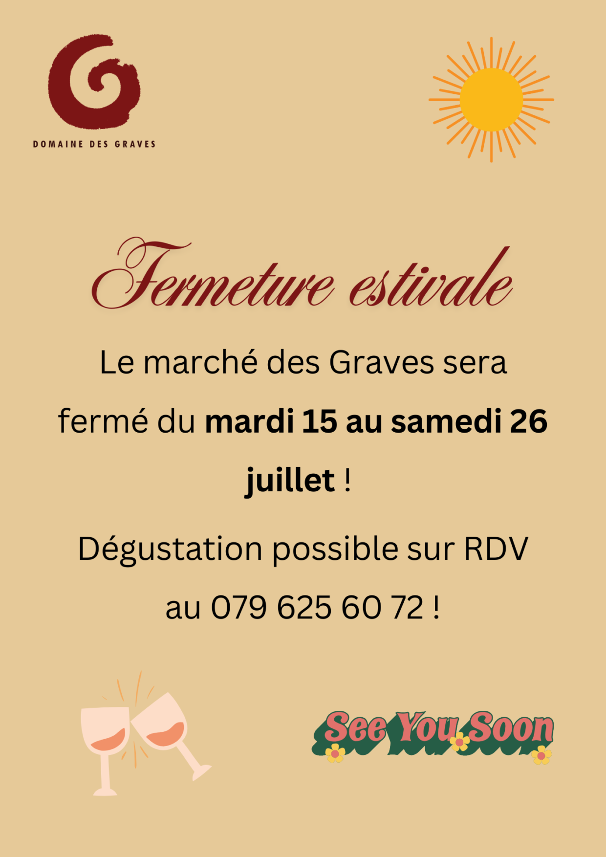 Fermeture estivale